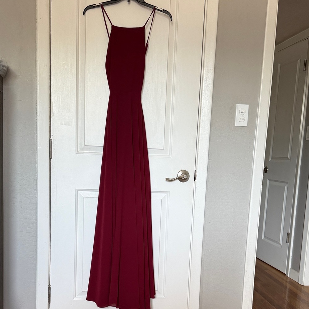 Spaghetti-Strap Burgundy Maxi Dress